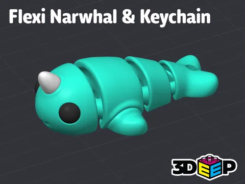 Flexi Narwhal & Keychain - No Supports view 4