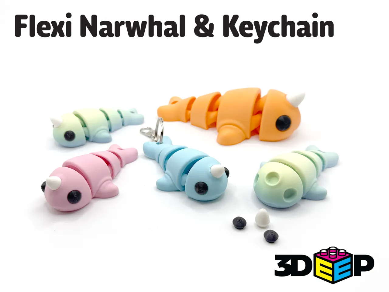 Flexi Narwhal & Keychain - No Supports view 2