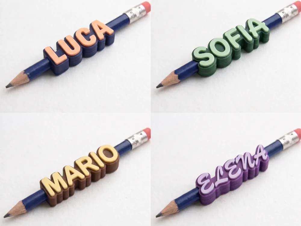 Letrero o emblema decorativo: Customizable parametric pencil name Toppers. Referencia del modelo original.