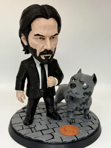 Escenografía en miniatura: John Wick & Pitbull Chibi Diorama - Continental — vista de referencia 3