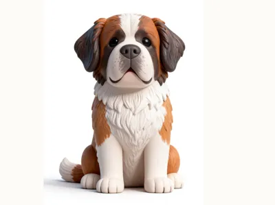 saint bernard big dog puppy figurine cute
