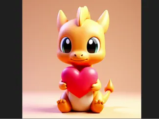 Cute Baby Dragon with Heart