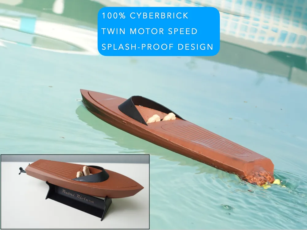 Modelo para impresión 3D: Rebel Riviera M1 - Cyberbrick Vintage RC Speedboat. Referencia del modelo original.