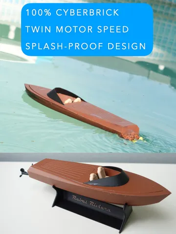 Modelo para impresión 3D: Rebel Riviera M1 - Cyberbrick Vintage RC Speedboat — vista de referencia 2