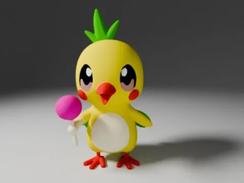 Kiwi Bird with a Lollipop