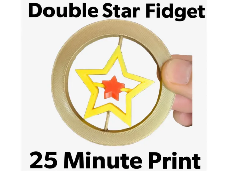 Double Star Spinner Fidget - Print-In-Place