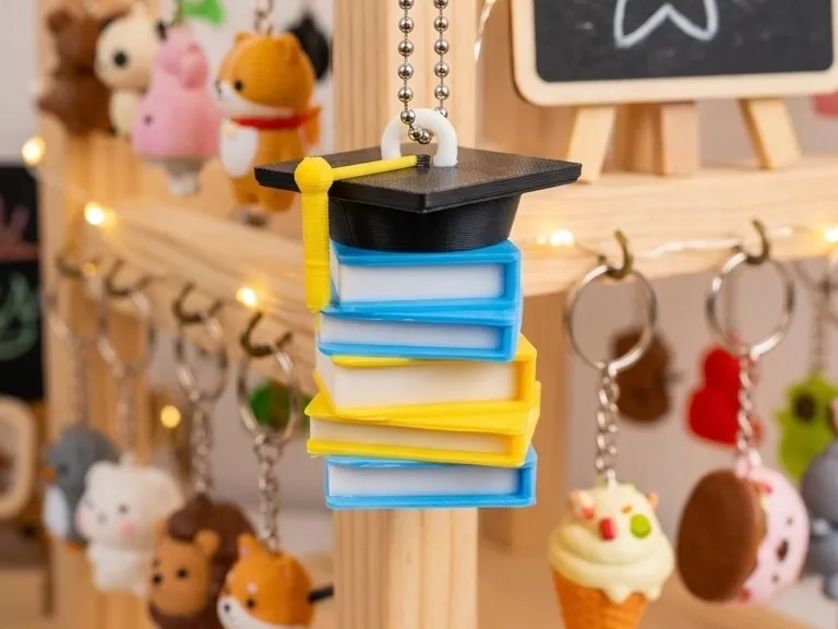 Graduation Book Stack Keychain Multicolor