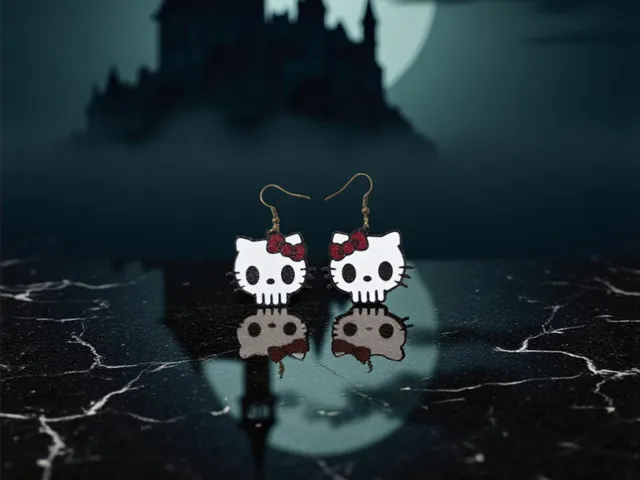 Hello kitty skull earrings