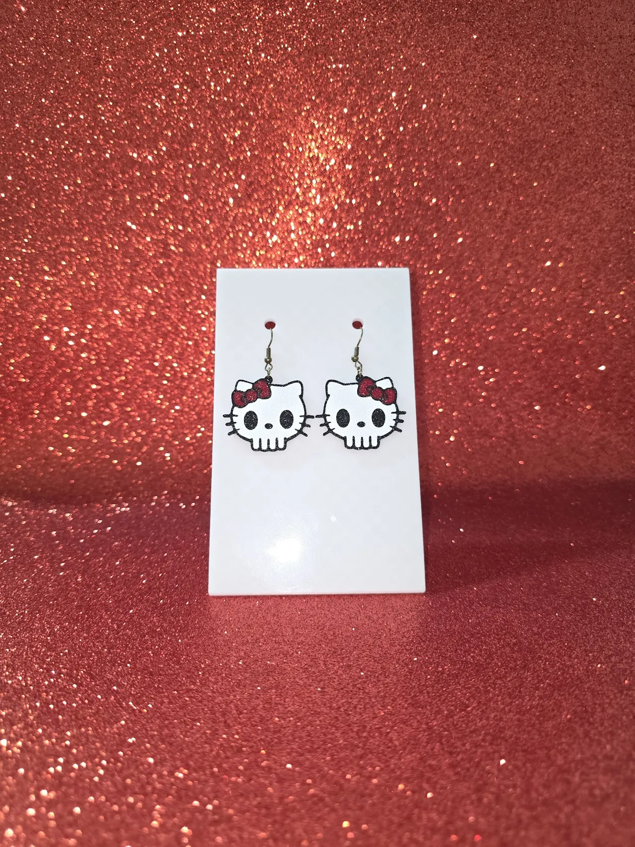 Hello kitty skull earrings view 2