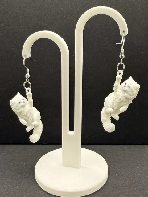 Cute Cat Dangle Earrings (0.2mm Optimized) view 3