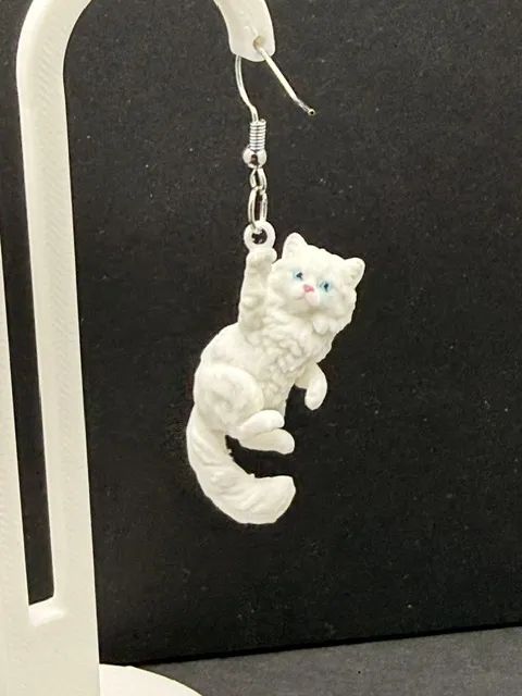 Cute Cat Dangle Earrings (0.2mm Optimized) view 4