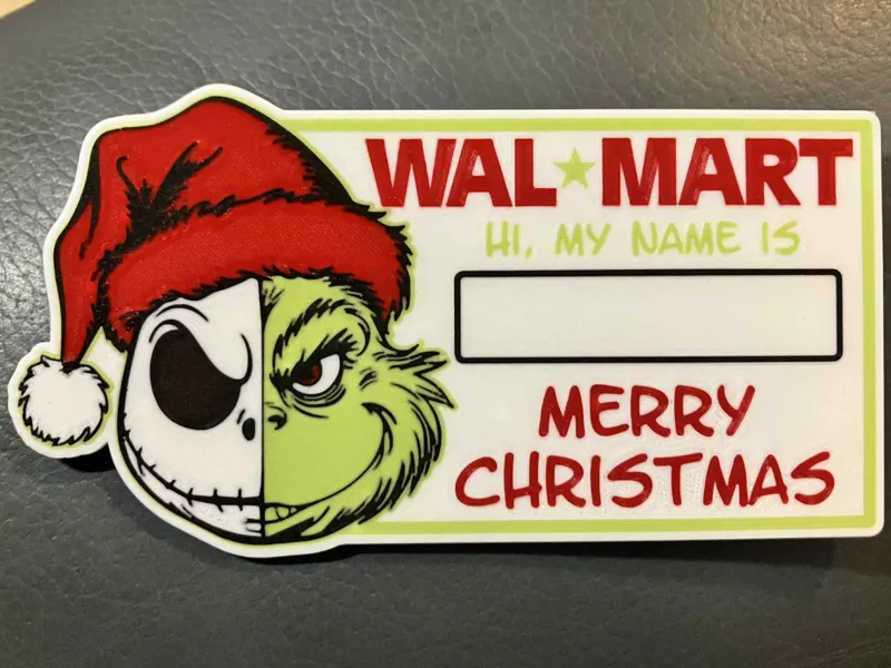 Grinch & Jack Skellington Wal-Mart name tag
