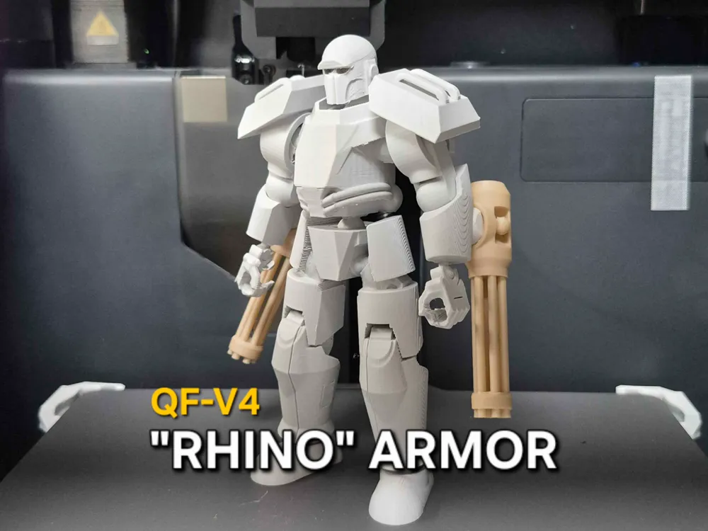 Figura decorativa: QF-V4 [RHINO] Power Armor Action Figure. Referencia del modelo original.