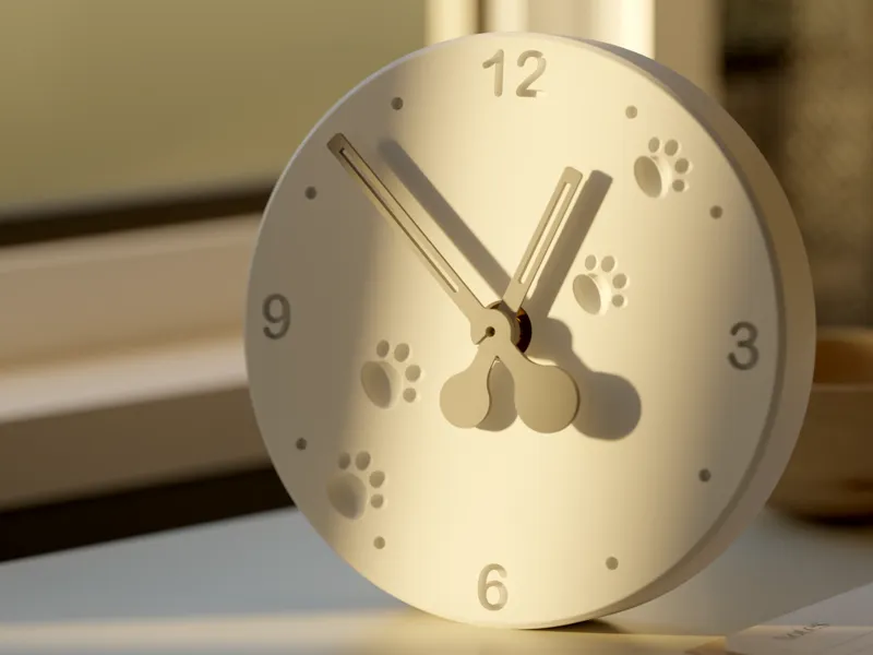 Simple Clock with Paw Prints