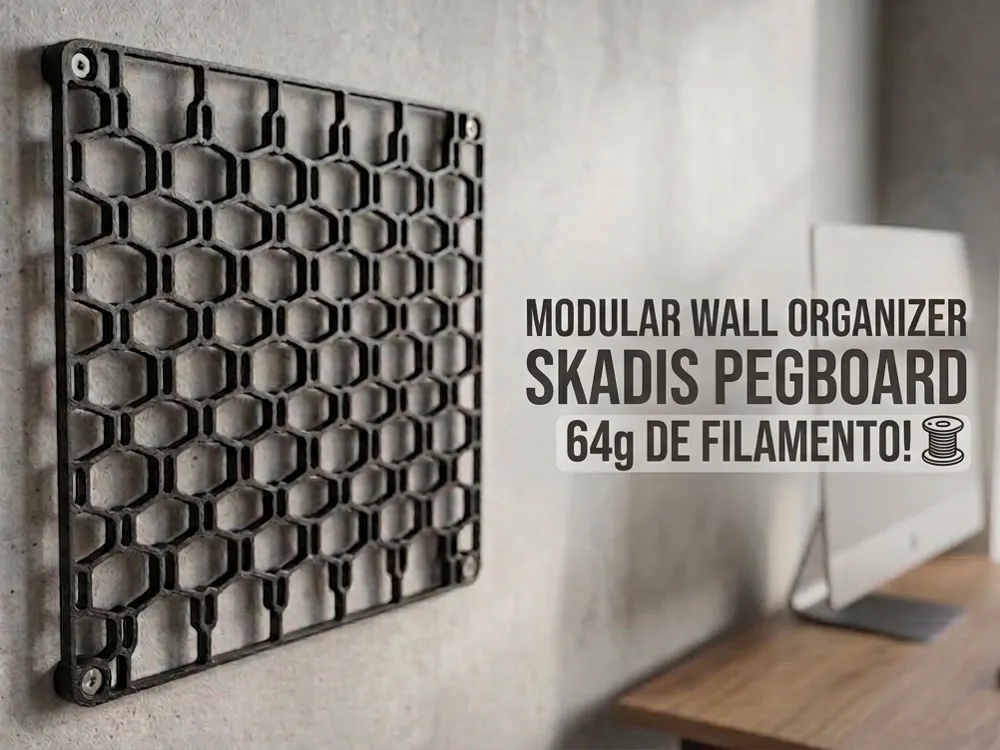Modelo para impresión 3D: Lighter Modular Pegboard Skadis IKEA 250x250x5mm. Referencia del modelo original.