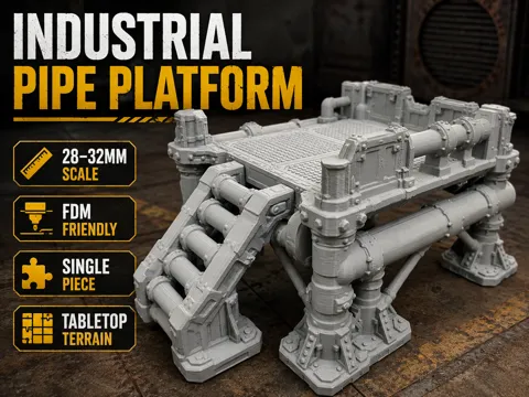 Escenografía en miniatura: Industrial Pipe Platform – Erhöhte Rohrplattform — referencia de MakerWorld
