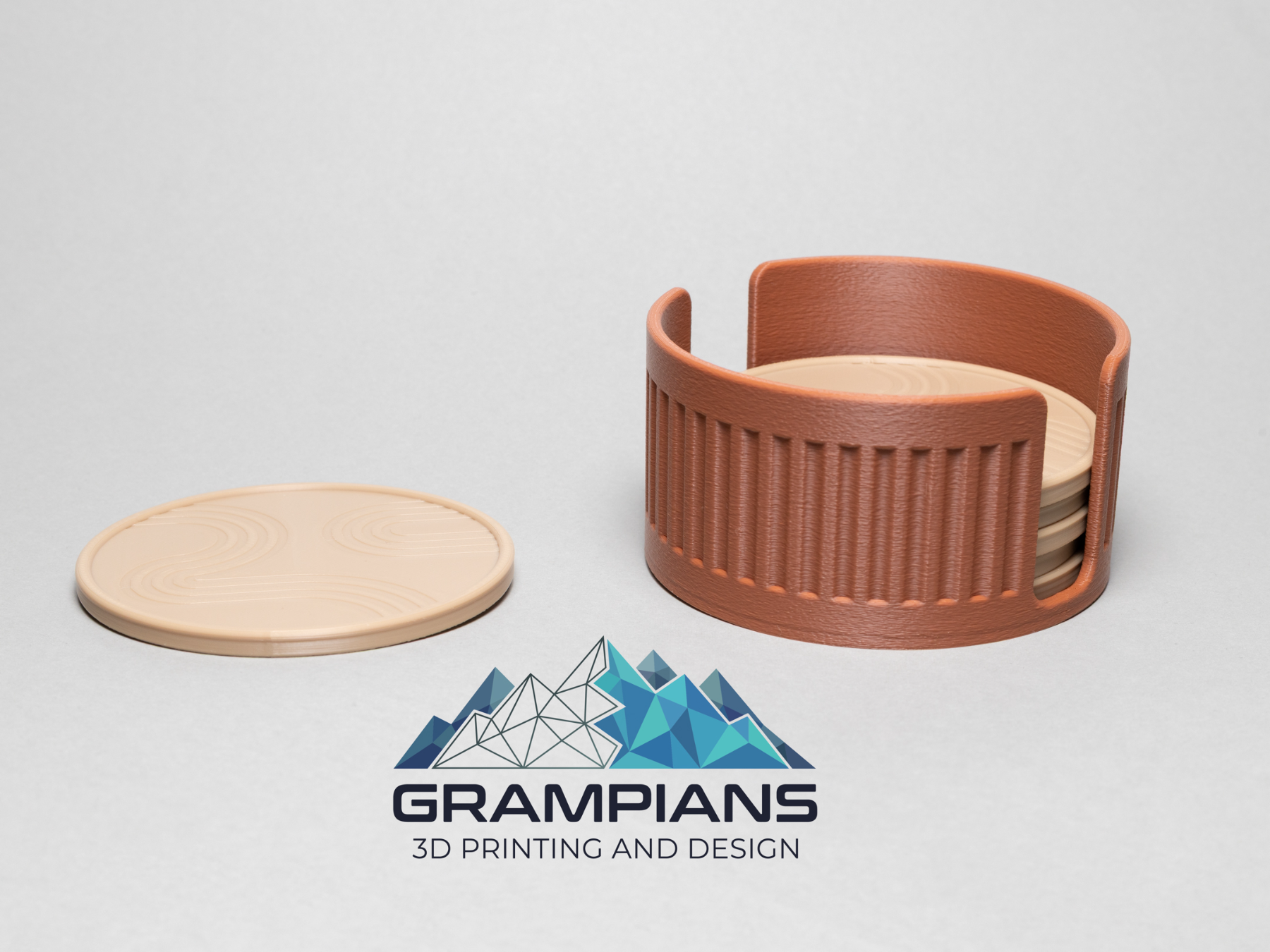 Japandi Coaster Set with Fluted Holder