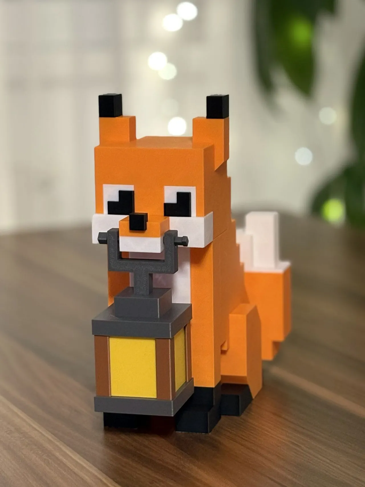 Minecraft inspired Fox holding a Lamp view 3
