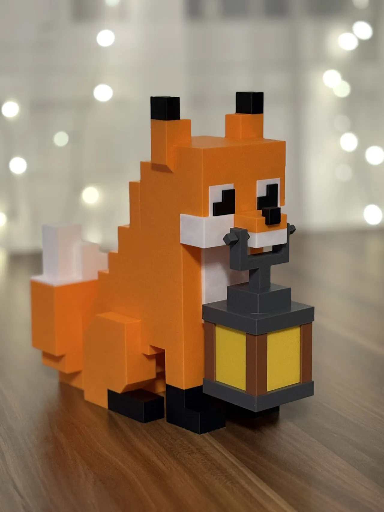 Minecraft inspired Fox holding a Lamp view 4