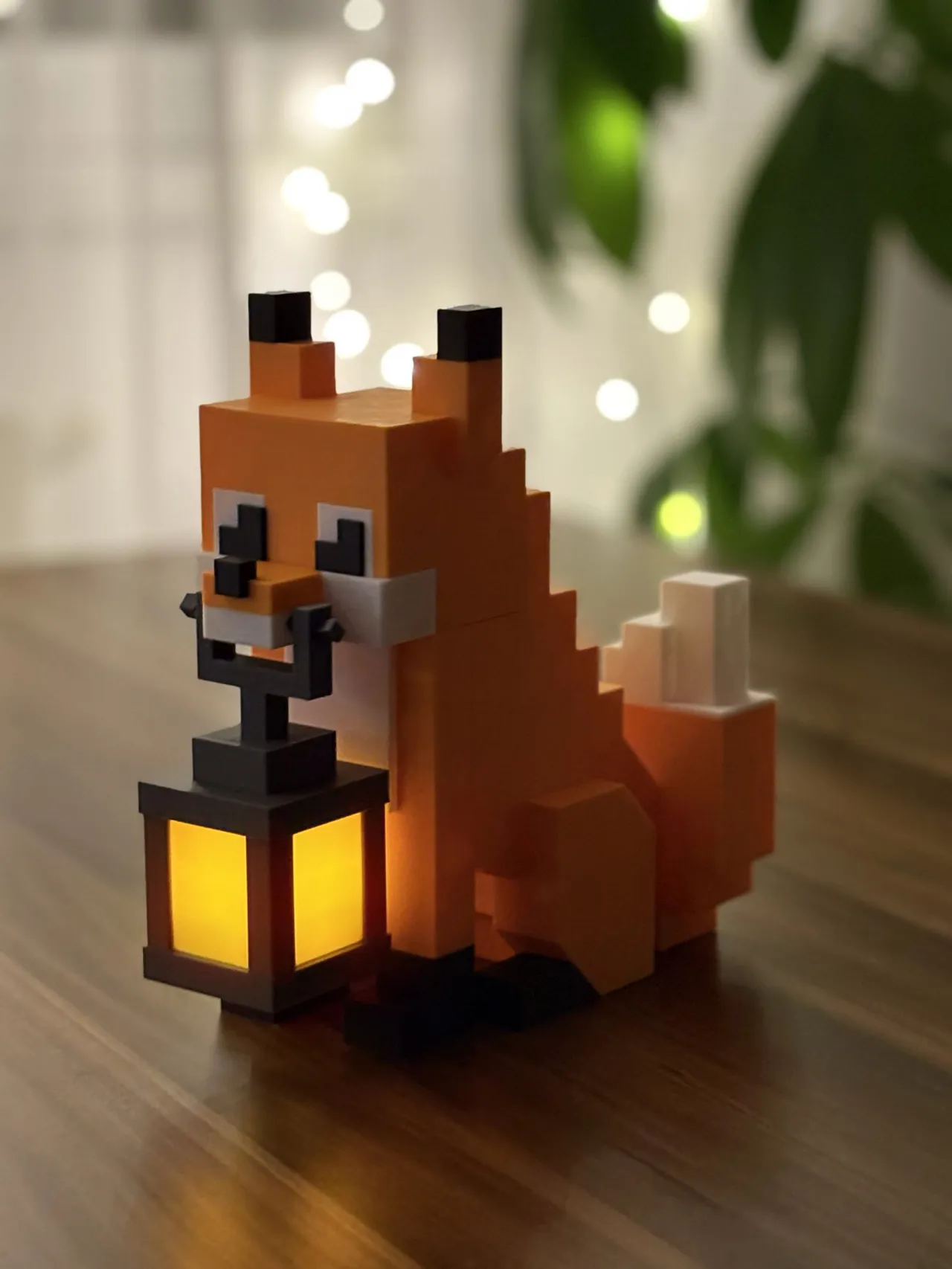 Minecraft inspired Fox holding a Lamp view 2