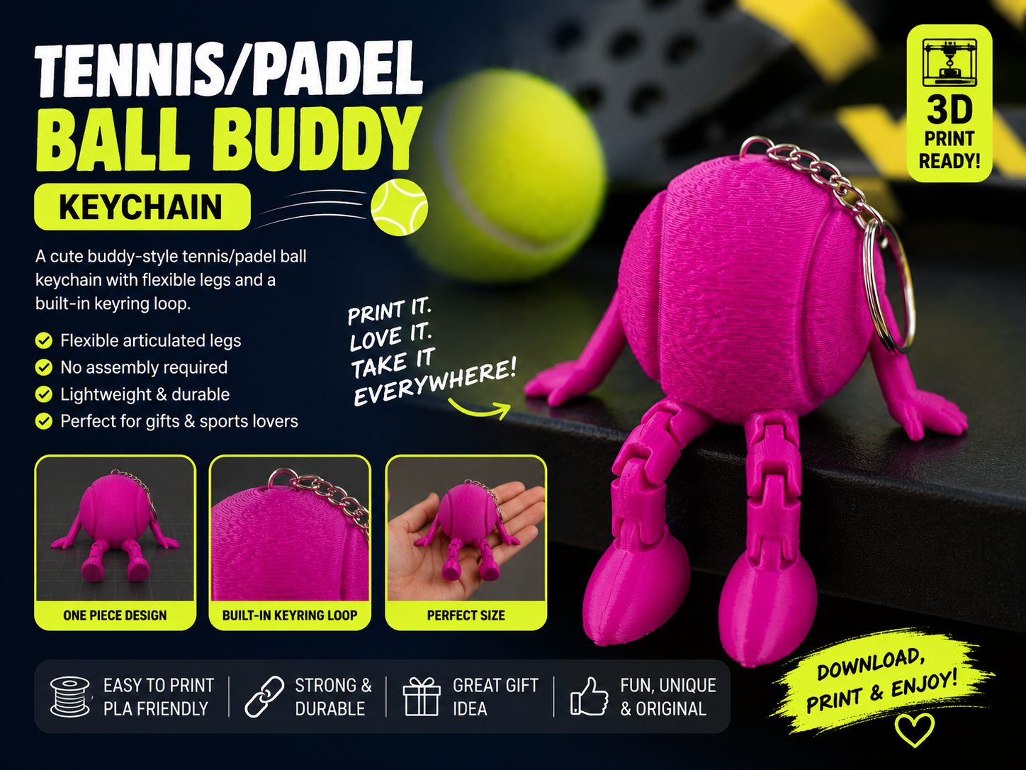 Tennis/Padel Ball Buddy-Style Keychain