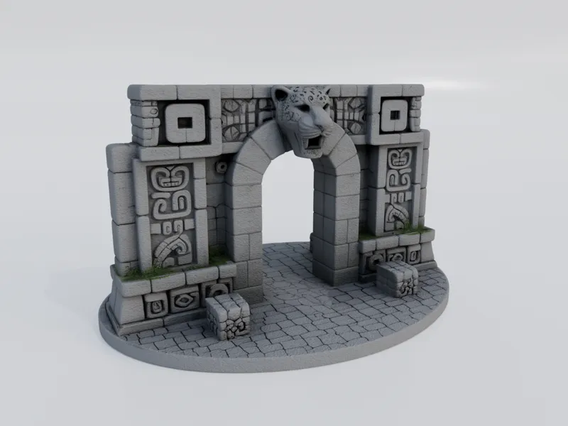 Jaguar Crest Arch Doorway | Maya Ruins Environment