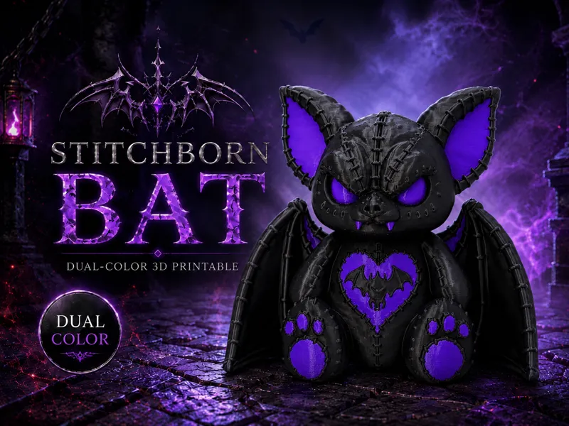 Stitchborn Bat - Dark Plush Nightling