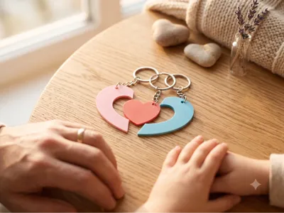 Family Heart Keychain Set "Heart"