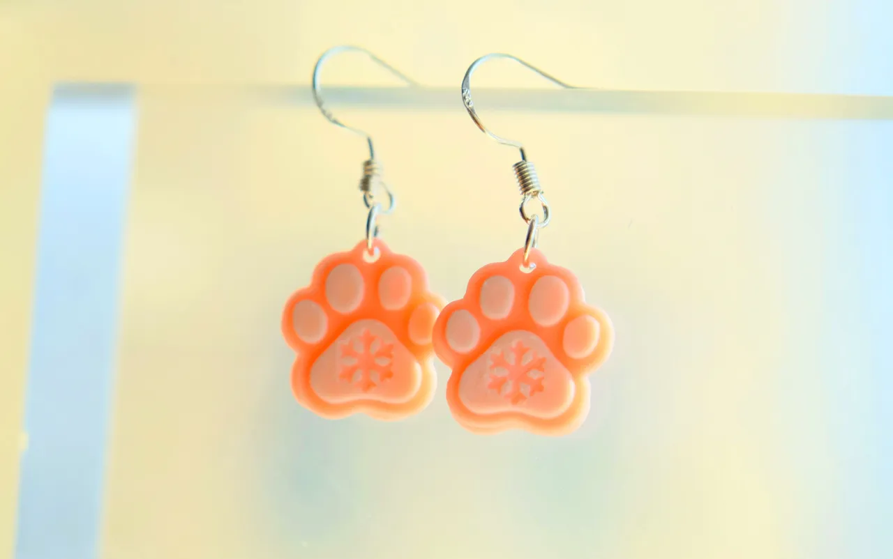 Christmas Cat Paw Snowflake Earrings view 3