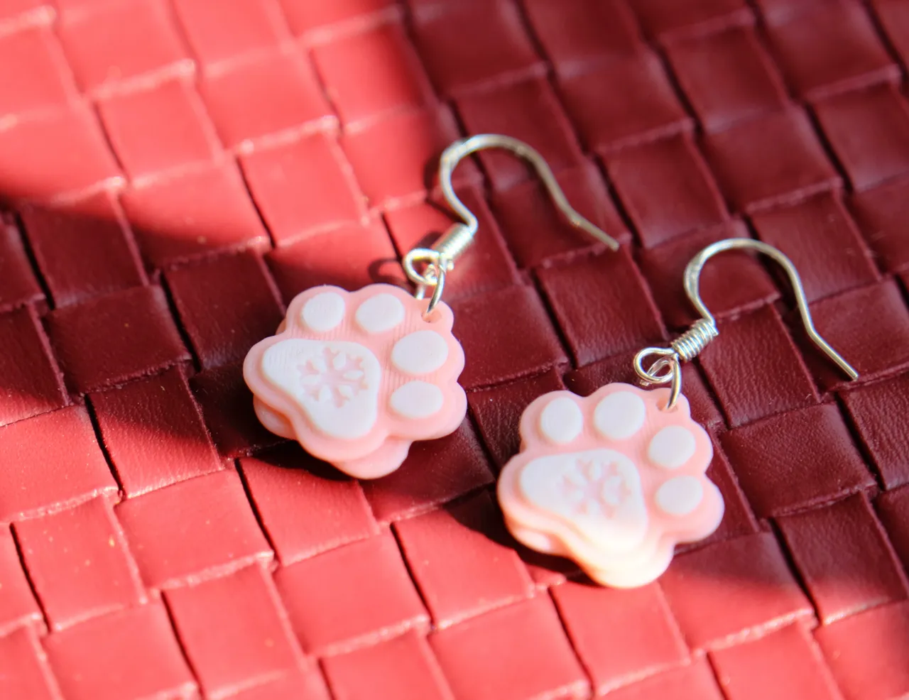 Christmas Cat Paw Snowflake Earrings view 2