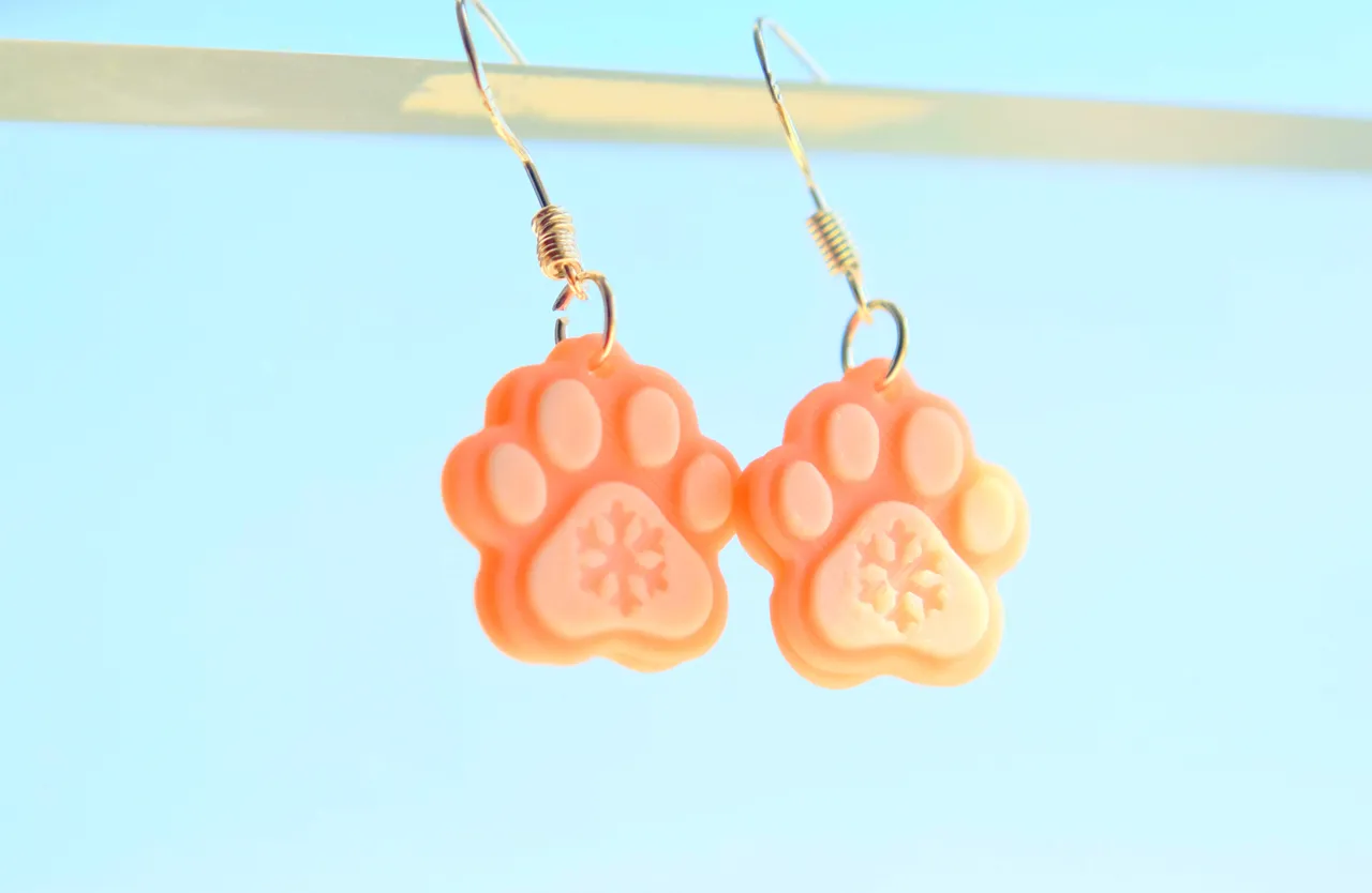 Christmas Cat Paw Snowflake Earrings view 4