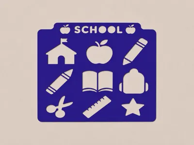 School Tracing Stencil | Kids Drawing Template