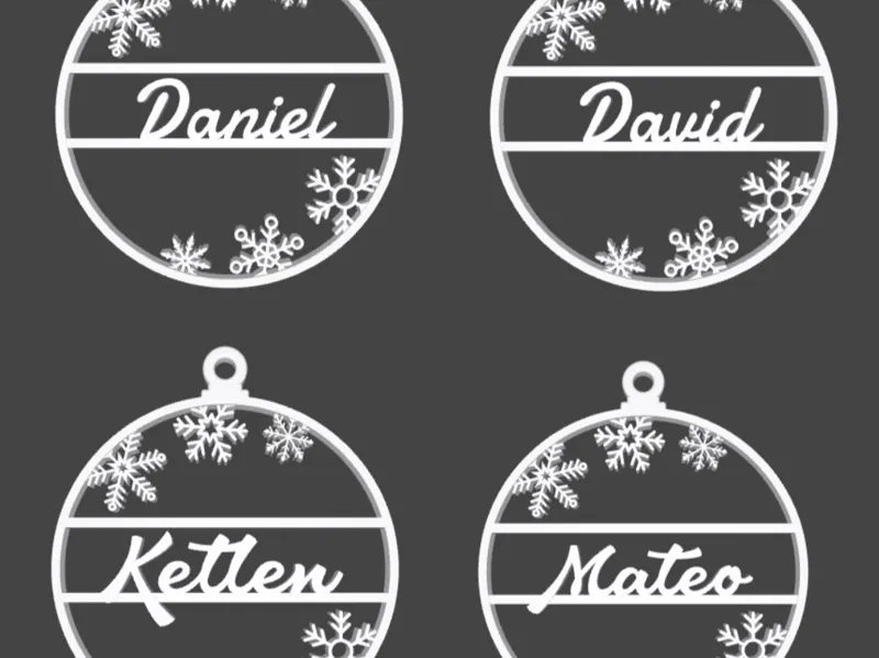 Conjunto Ornamentos de Natal Nome Editáveis D/K/M
