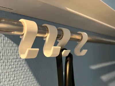 Compact S-Hook for Closet Rods 15mmØ