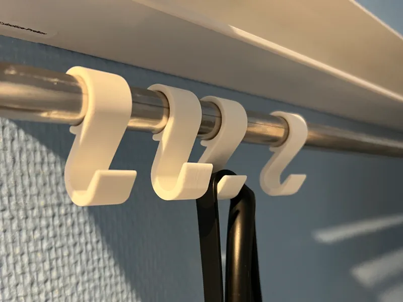 Compact S-Hook for Closet Rods 15mmØ