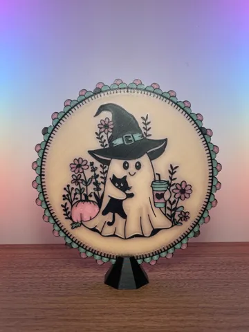 Adorno temático: Cozy Spooky Ghost & Cat Framed Display — vista de referencia 2
