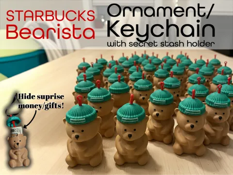 STARBUCKs Bearista Ornament/Keychain w/SecretStash