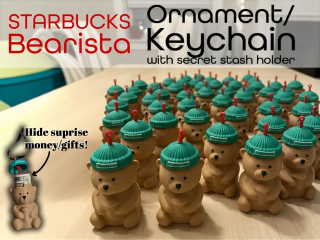 STARBUCKs Bearista Ornament/Keychain w/SecretStash