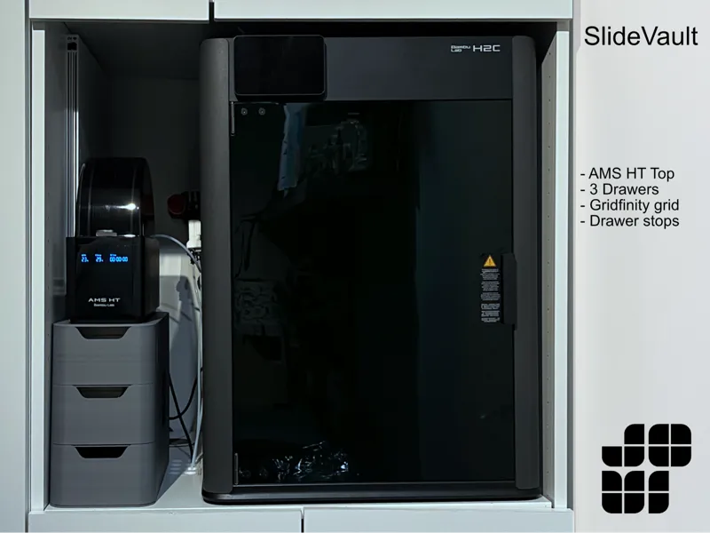 SlideVault (3 drawer system,Gridfinity compatible)