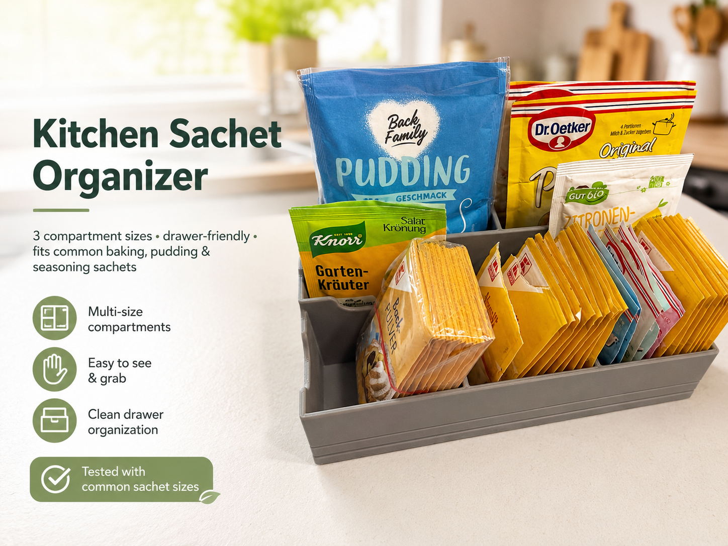 SachetSort – Multi-Size Kitchen Organizer