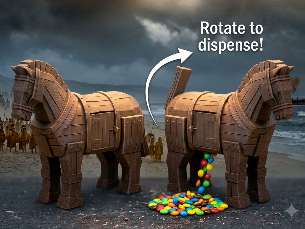 Trojan Horse-Toy Candy Dispenser-Omeric Poem