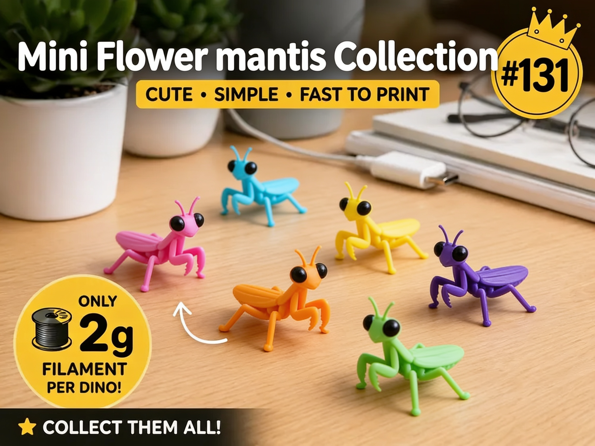 Mantis Flor Miniatura 3D: Un Toque de Naturaleza y Ternura