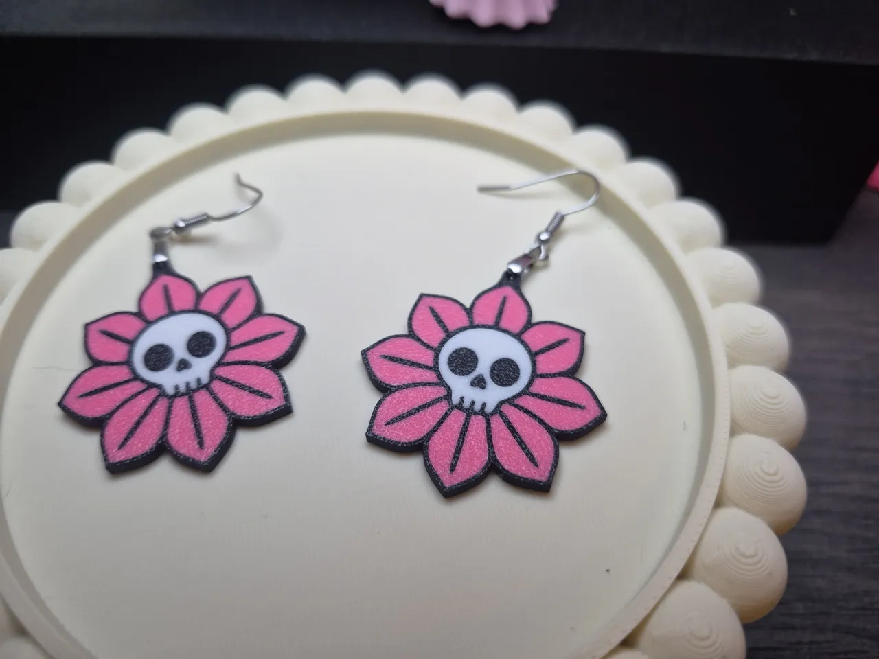 Skull Flower Earrings view 2