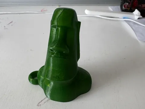 Moai Keychain with printer "poop" trash