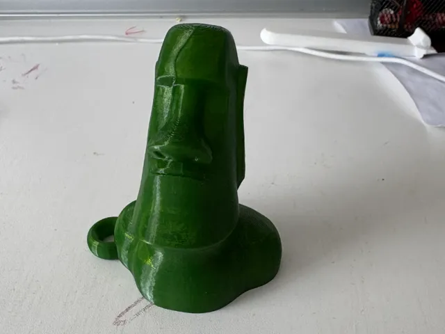 Moai Keychain with printer "poop" trash
