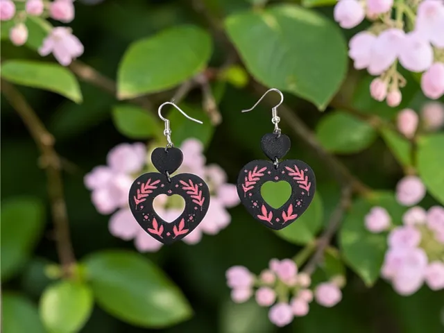 Plants heart earrings