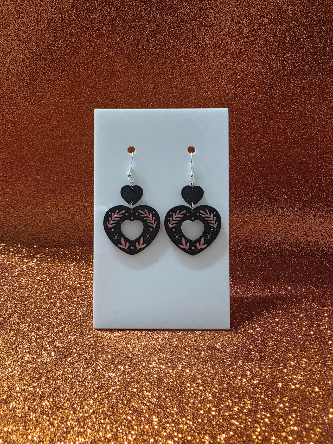 Plants heart earrings view 2