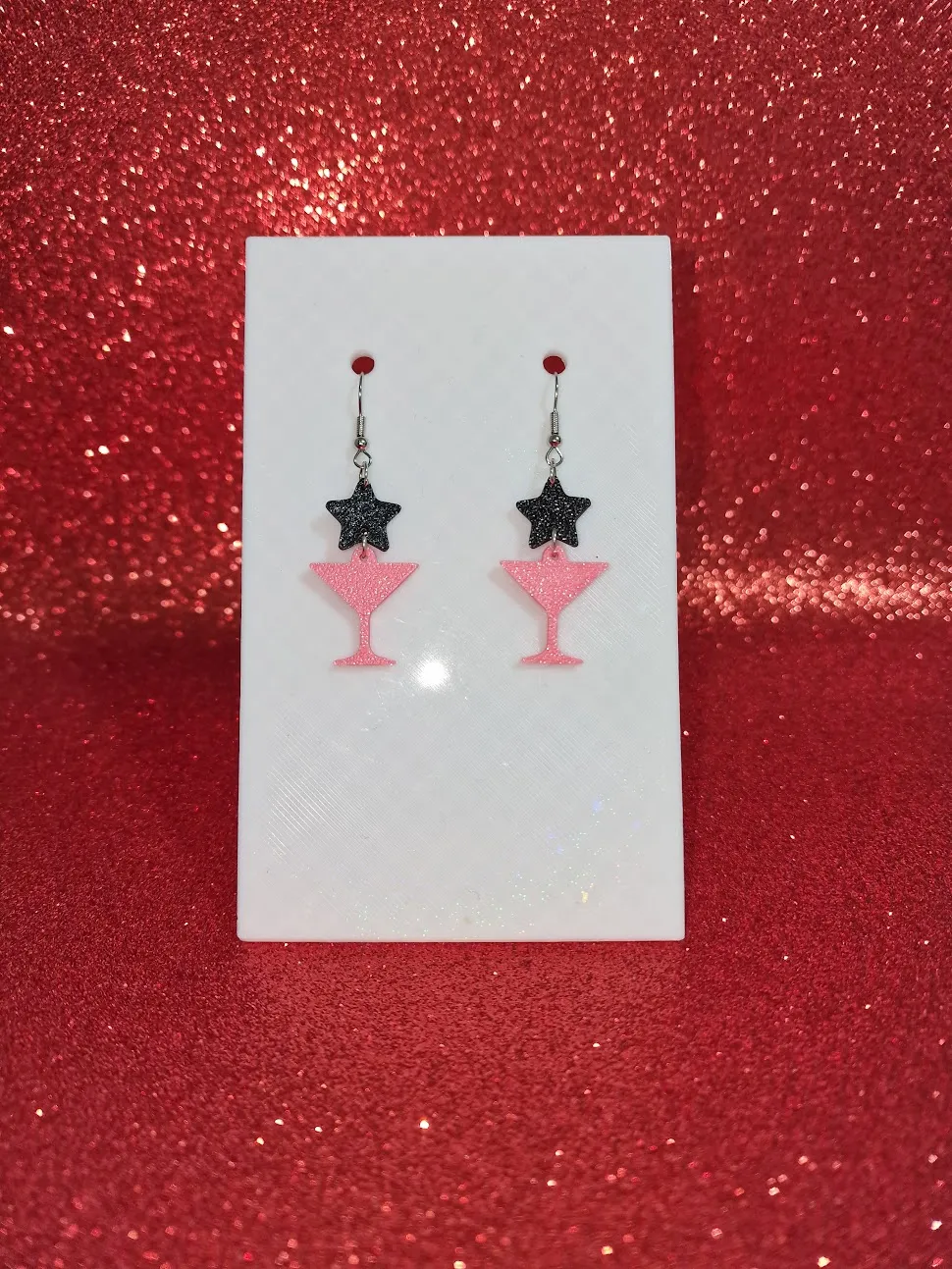 Martini star earrings view 2
