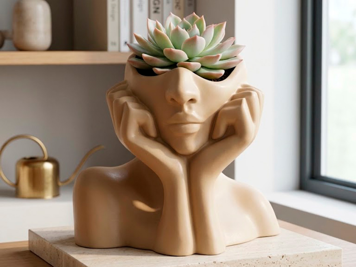 Maceta de Rostro Pensante - Macetero 2 3D model