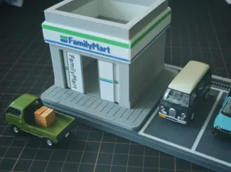 1/64全家便利店停车场微缩模型文具收纳